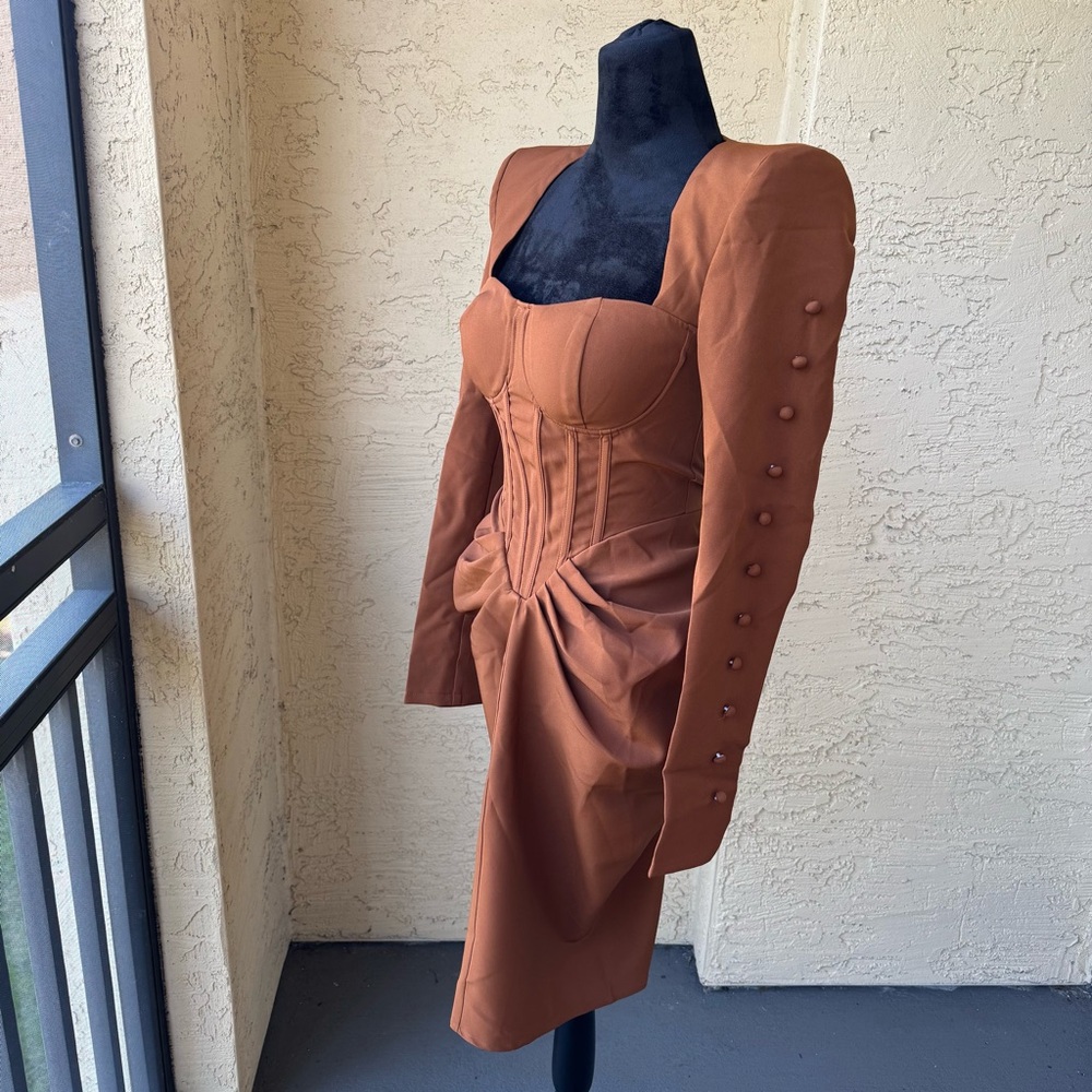 Donnee par Dieu Dusk Till Dawn' Bustier Dress Sz S in Chocolate - Picture 5 of 14